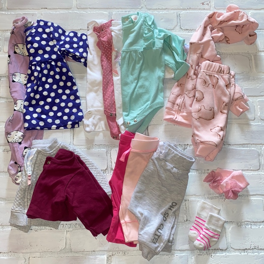 Babygirl 0/3m fall & winter onesie pants bundle!!